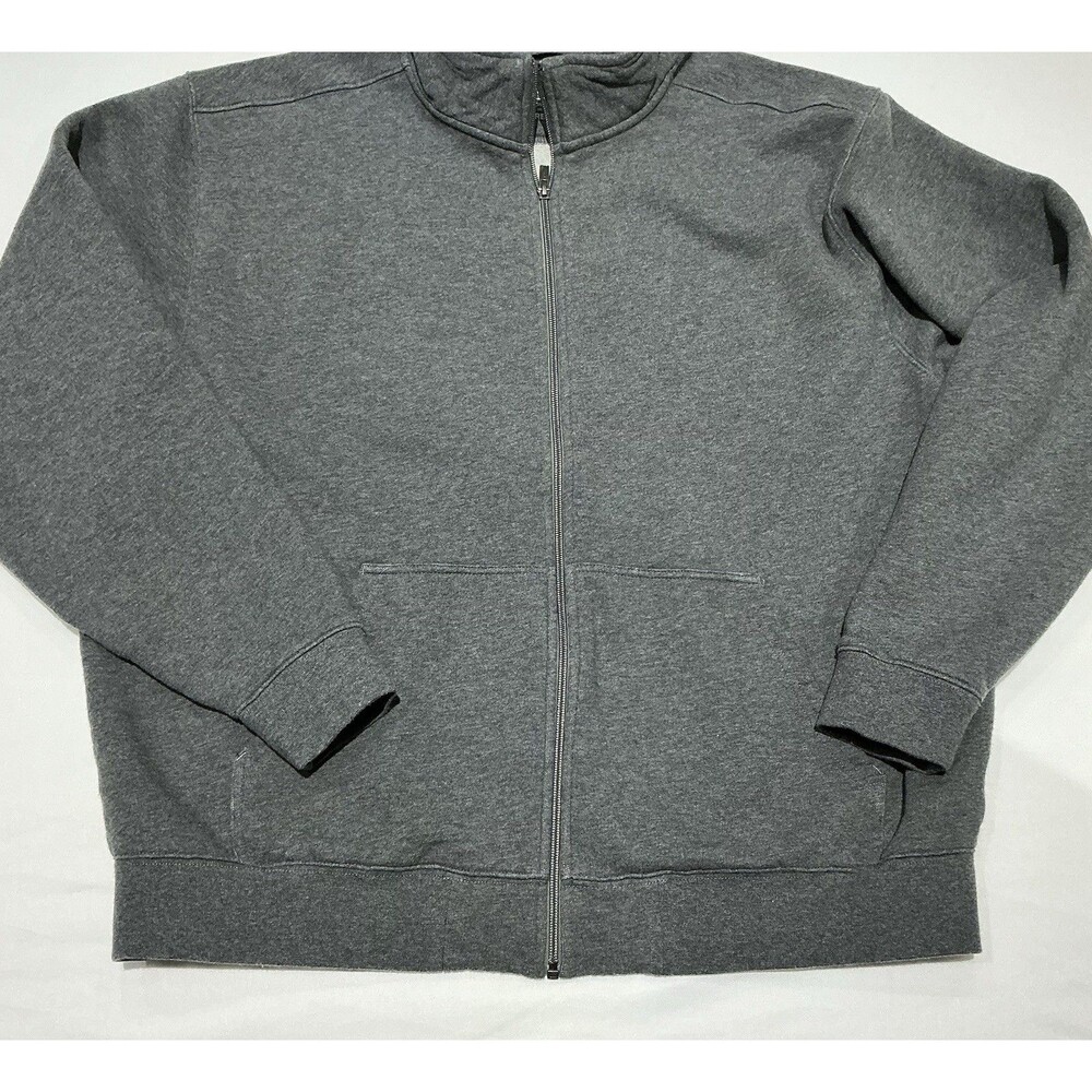 LL Bean Sweatshirt Mens XL Gray Fleece Lined Fill Zip Mock Neck - Picture 2 of 8